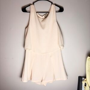 Dejavu Layered Crepe Romper Womens M Cream